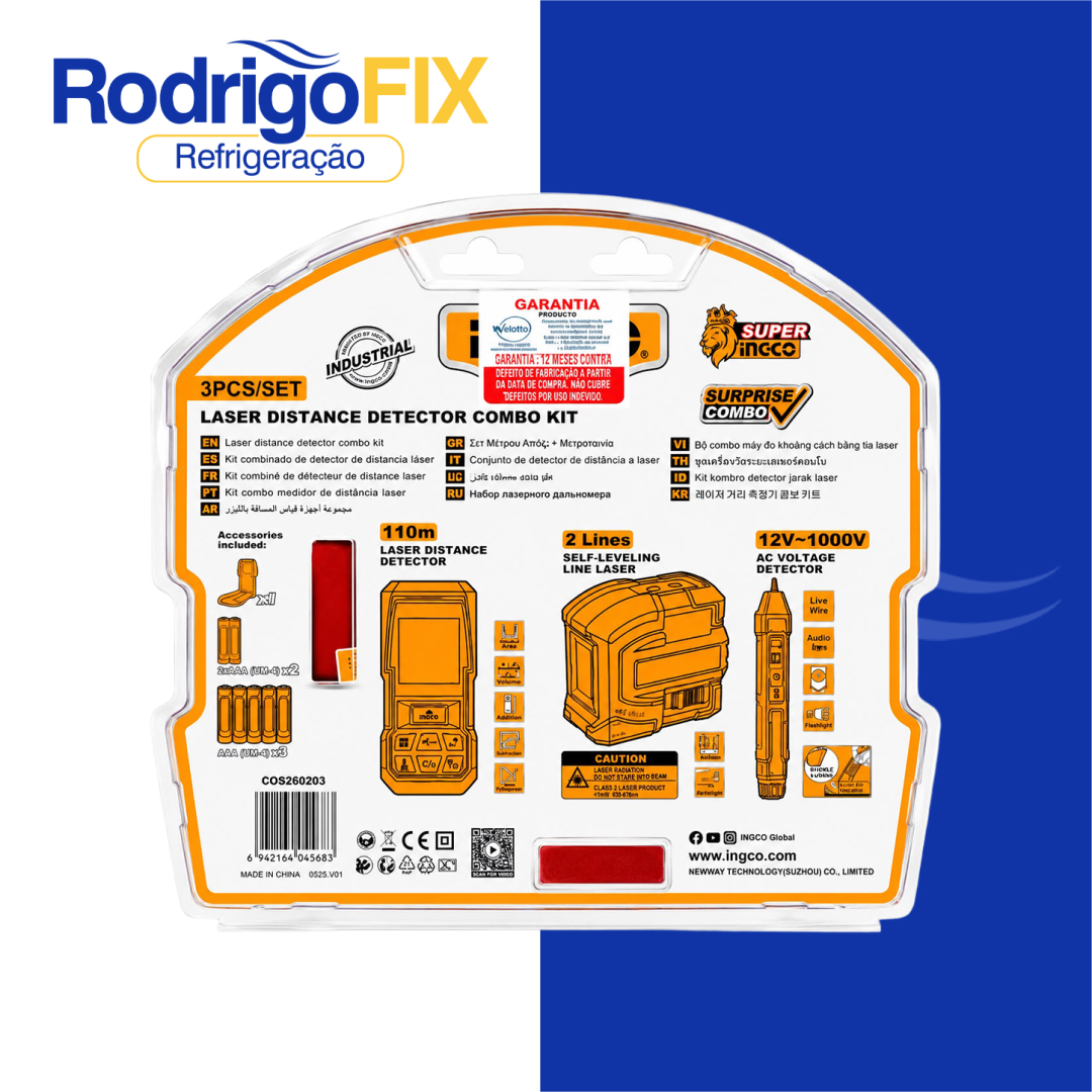 KIT NÍVEL 35M + TRENA 110M + DETECTOR TENSÃO INGCO COS260203 - sku12.995 - Imagem 2