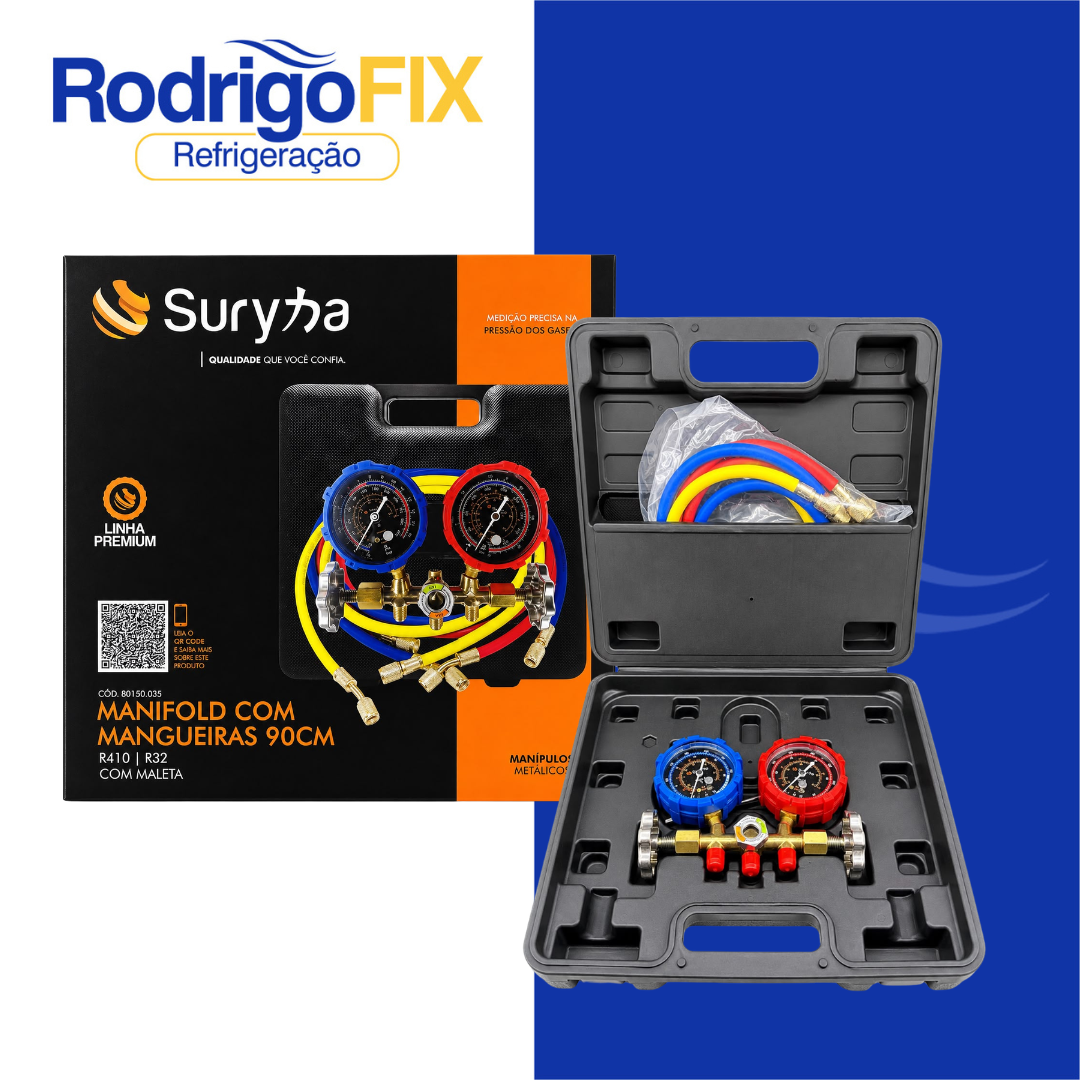 MANIFOLD PREMIUM C/MALETA SURYHA R410 R32 C/3 MANGUEIRAS 90CM 80150.035 - sku9040