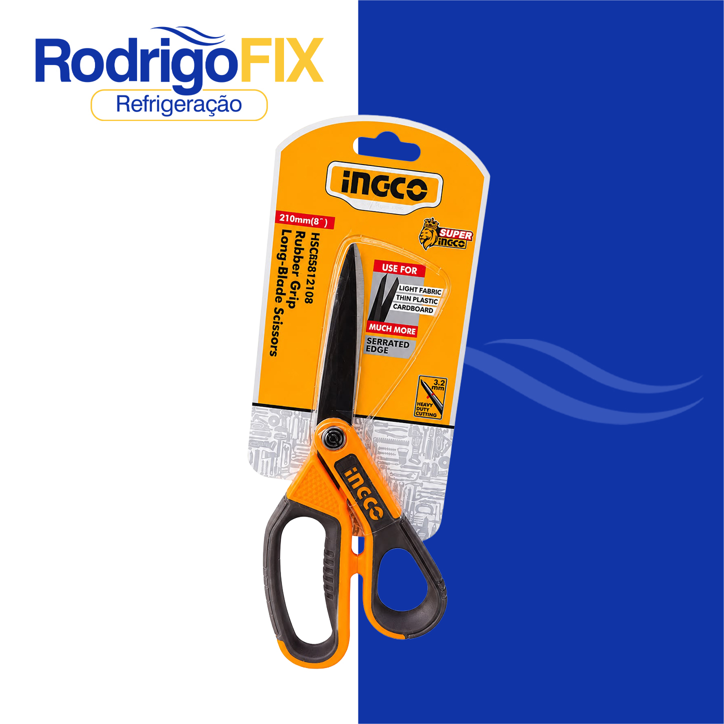 TESOURA PROFISSIONAL LAMINAS AÇO INOX COM TITANIO 8POL INGCO HSCRS812108 - sku12.545
