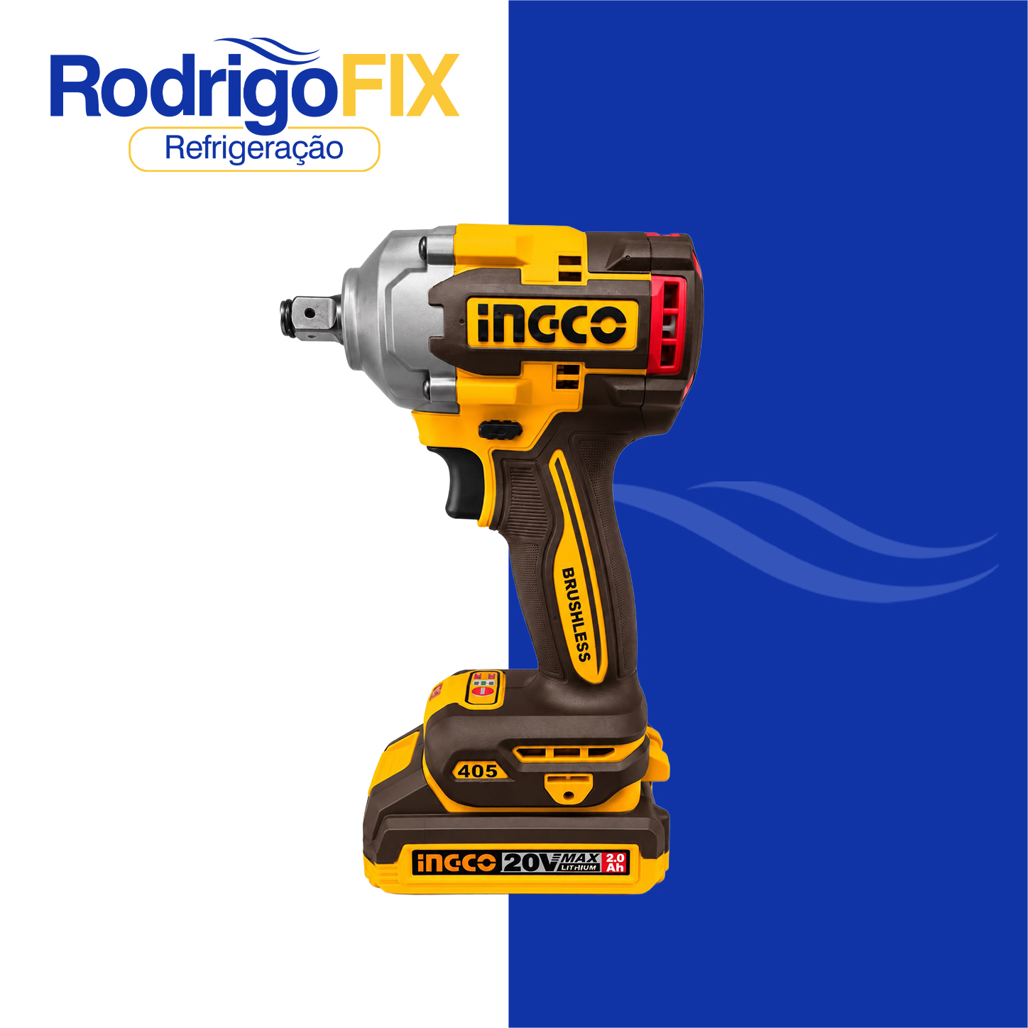 CHAVE DE IMPACTO 405N 20 V C/ 1 BATERIA INGCO - sku12.905