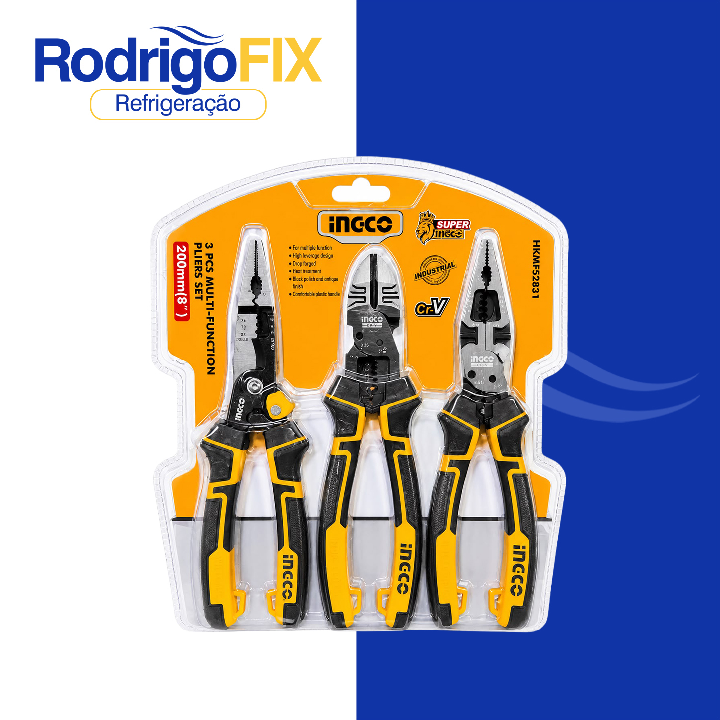 ALICATE MULTIFUNCIONAL  INGCO 8 POL 3 PEÇAS INGCO HFMFT0115 - sku12.990