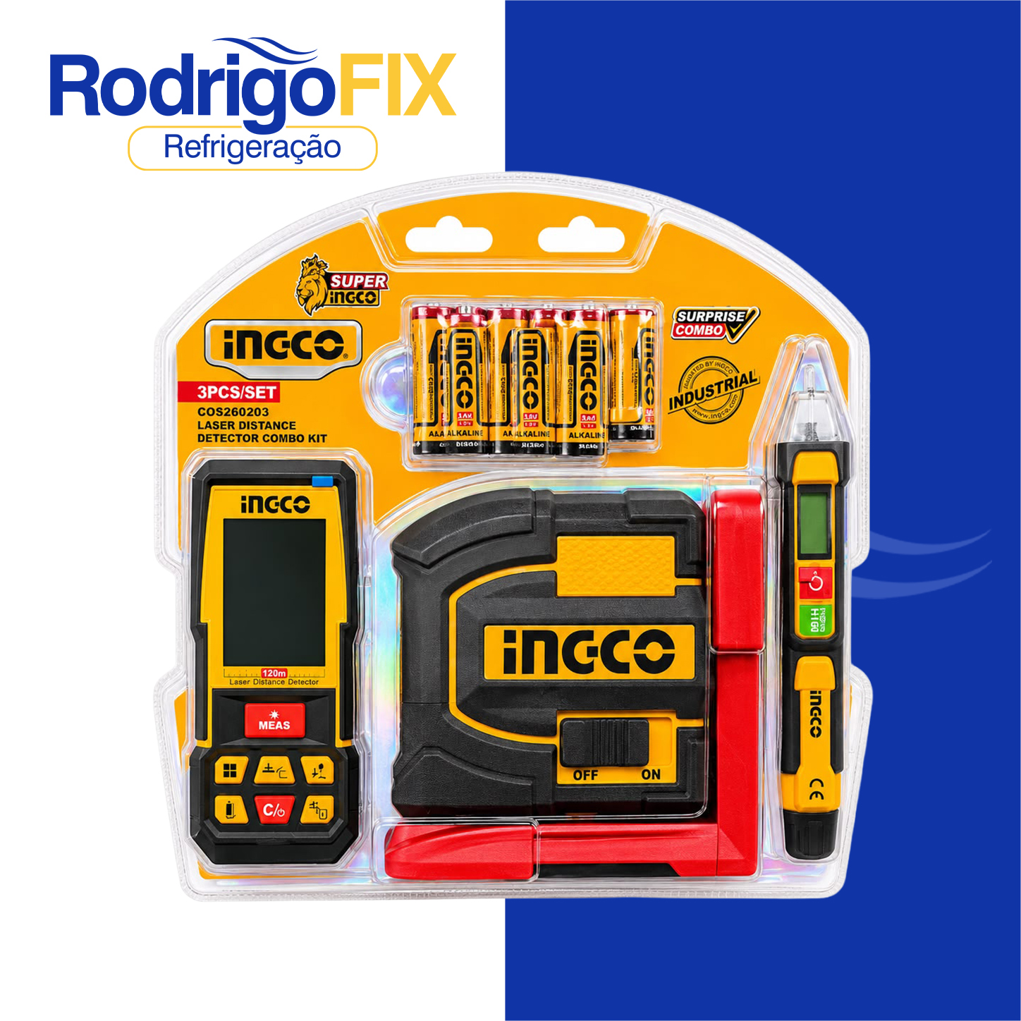 KIT NÍVEL 35M + TRENA 110M + DETECTOR TENSÃO INGCO COS260203 - sku12.995