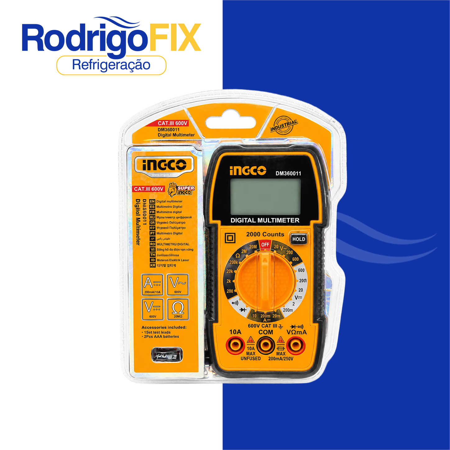 MULTIMETRO DIGITAL TRUE-RMS 2000 600V INGCO DM360011 - sku13.050