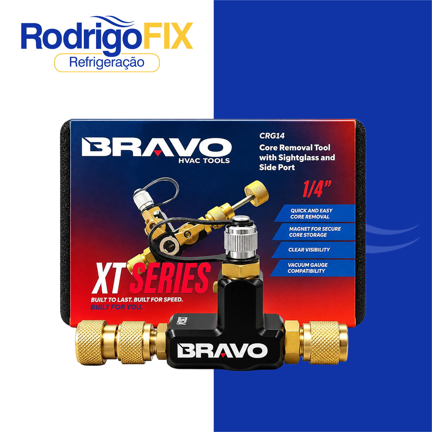 EXTRATOR DE NUCLEO 1/4 SCHRADER COM VISOR DE LIQUIDO BRAVO CRG14 - sku11.515
