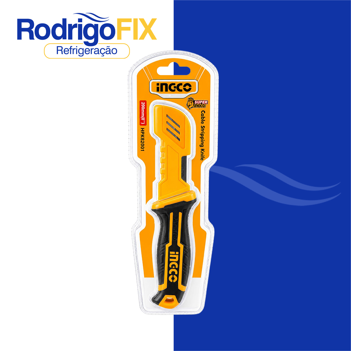 FACA DESENCAPADORA DE CABOS LAMINA CURVA 8POL INGCO HPK82001 - sku13.220
