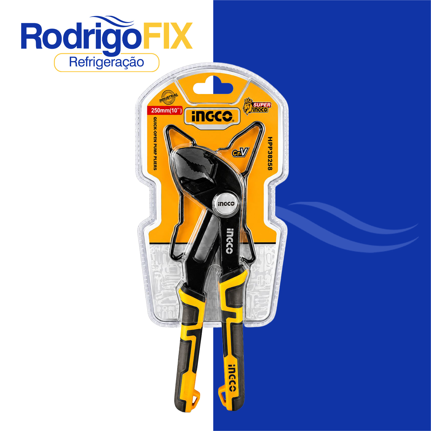 ALICATE BOMBA DÁGUA ABERTURA RAPIDA 10POL (250MM) INGCO HPP38258 - sku13.245