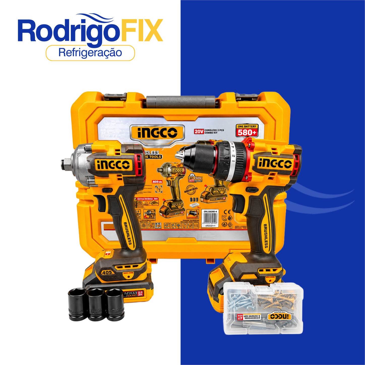 COMBO 2PÇS PARAFUSADEIRA 66N E CHAVE IMPACTO 405N INGCO CKLI20286-9 - sku13.020