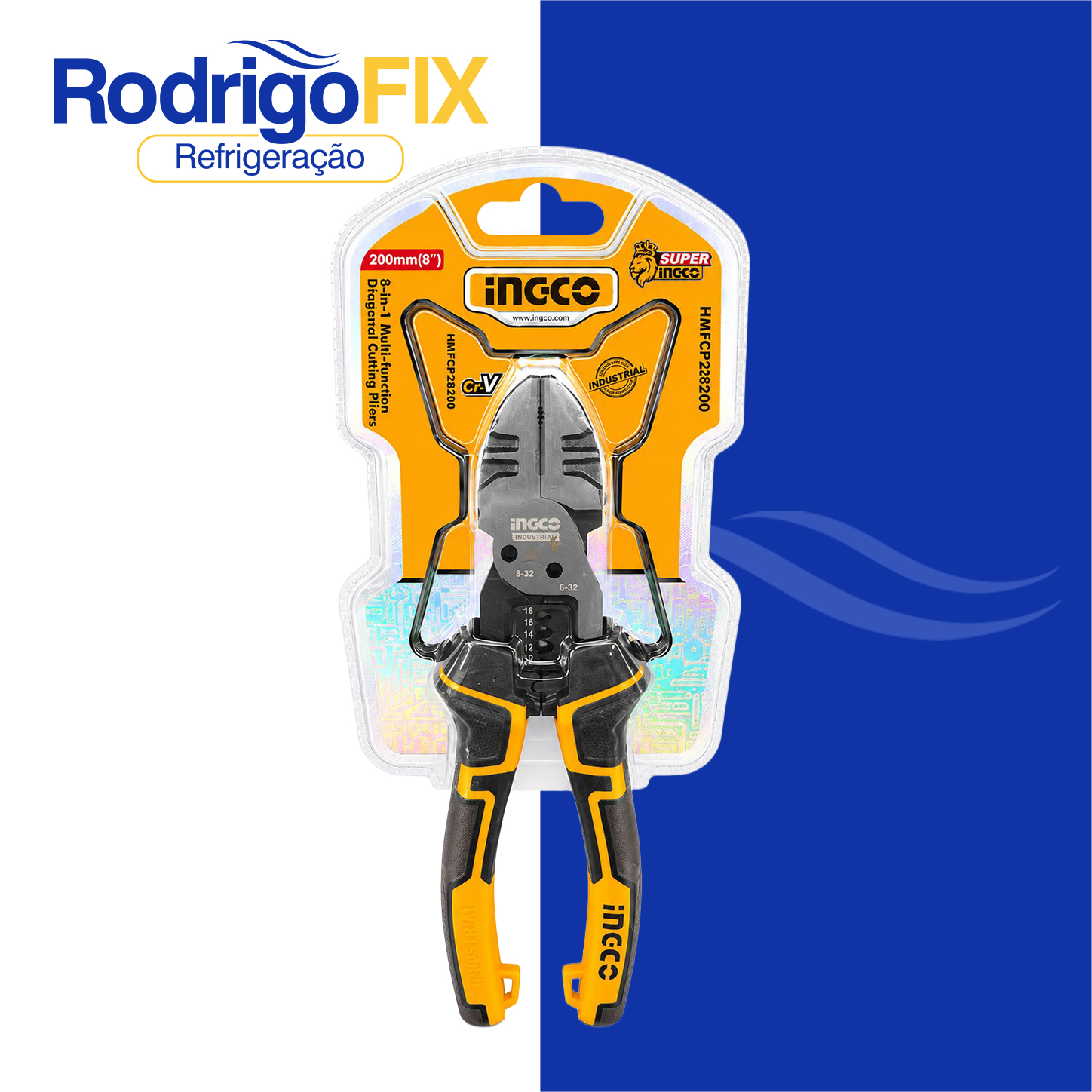 ALICATE DE CORTE MULTIFUNCIONAL 6 EM 1 8POL 200MM INGCO HMFDCP28200 - sku13.260