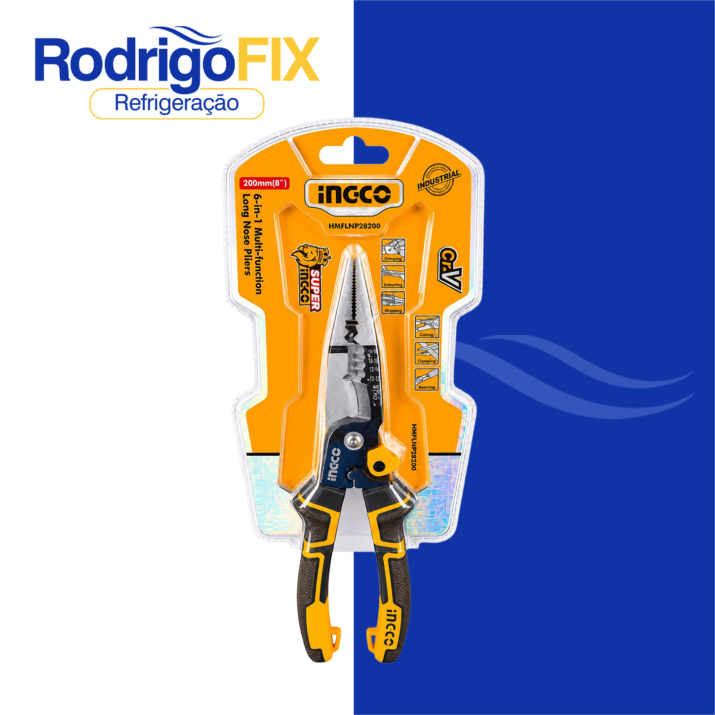 ALICATE DE BICO MULTIFUNCIONAL 6 EM 1 8POL 200MM INGCO HMFLNP28200 - sku13.265