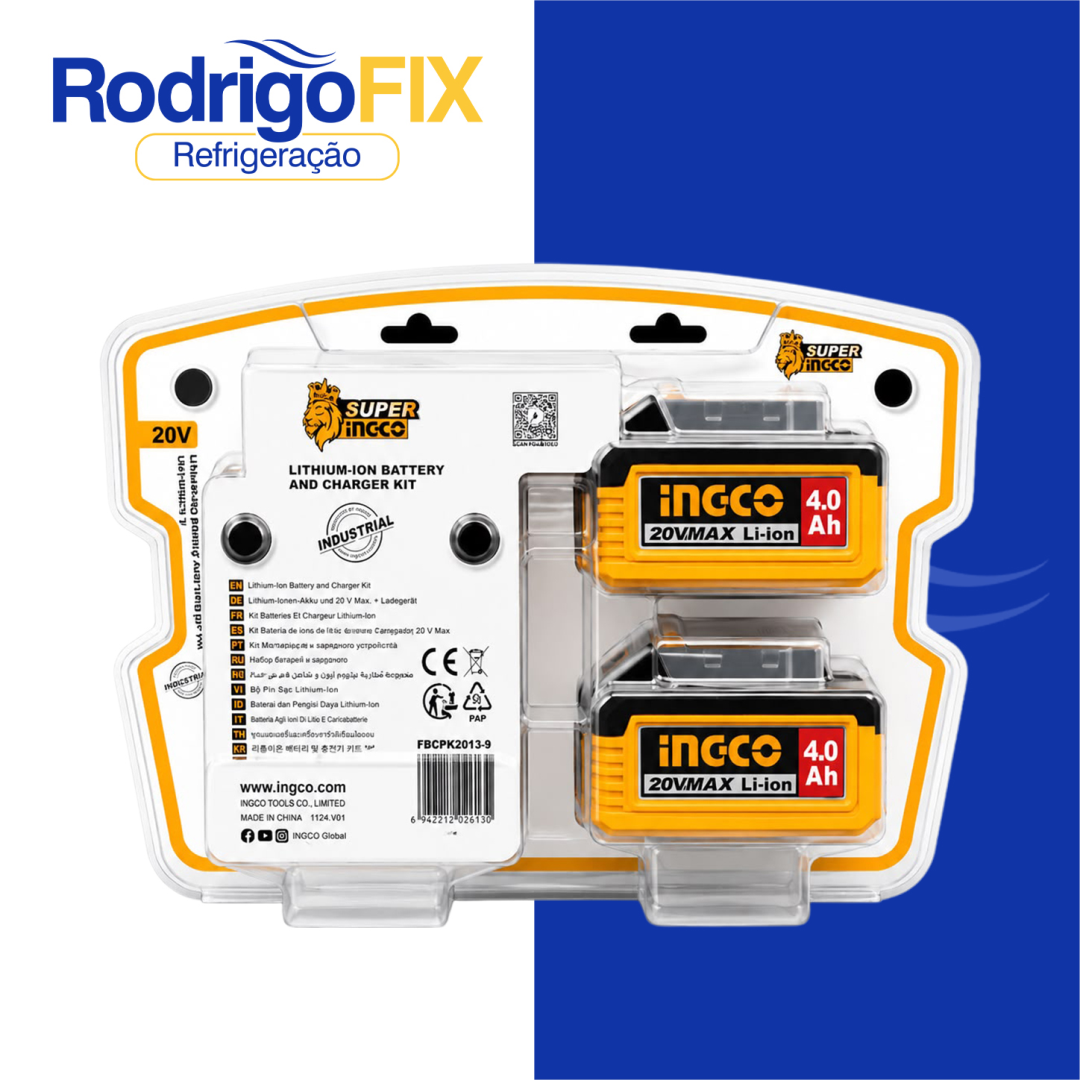 KIT 2 BATERIAS 4A E 1 CARREGADOR 4A INGCO FBCPK2013-9 - sku12.935 - Imagem 2