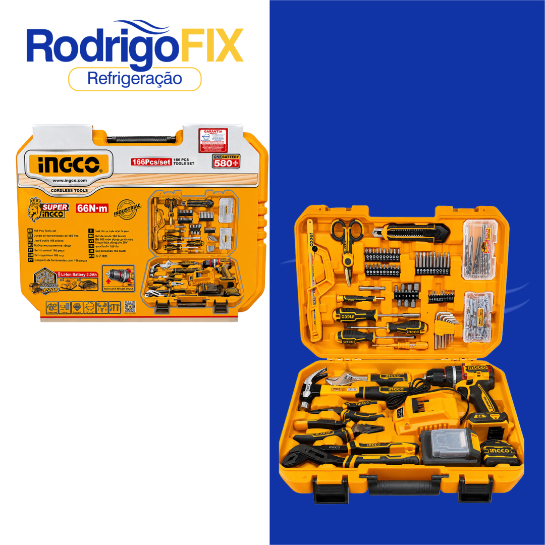 KIT 166PÇS PARAFUSADEIRA/FURADEIRA IMPACTO 66N INGCO HKTHP41662-9 - sku12.970 - Imagem 4