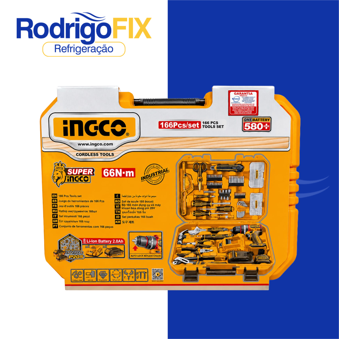 KIT 166PÇS PARAFUSADEIRA/FURADEIRA IMPACTO 66N INGCO HKTHP41662-9 - sku12.970 - Imagem 6